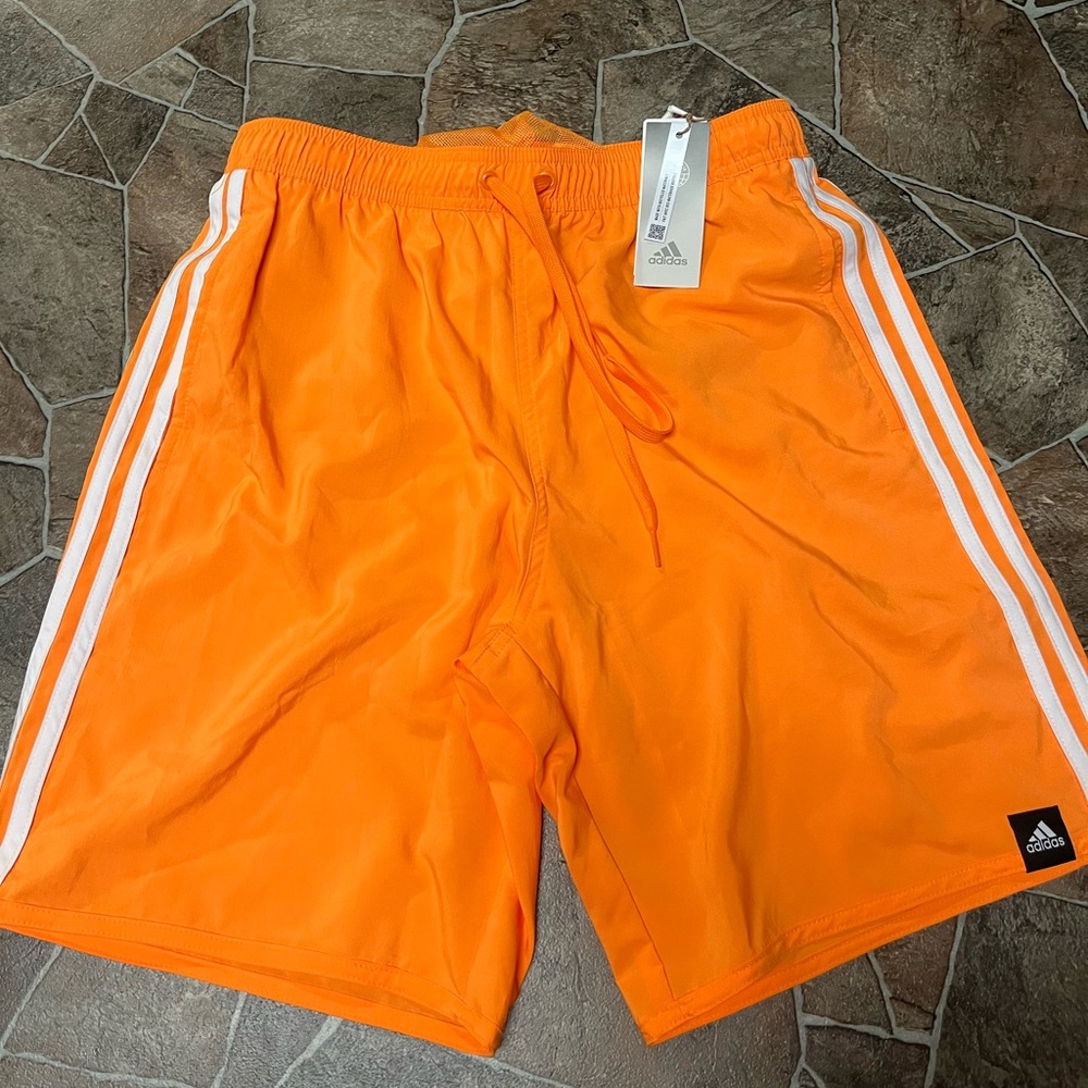 NWT Adidas Vibrant Orange Swim Trunks